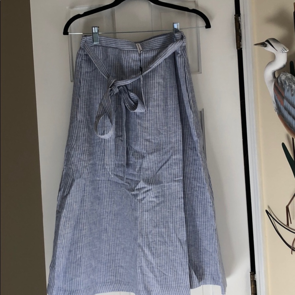 Blue and white pinstripe wrap skirt NWT